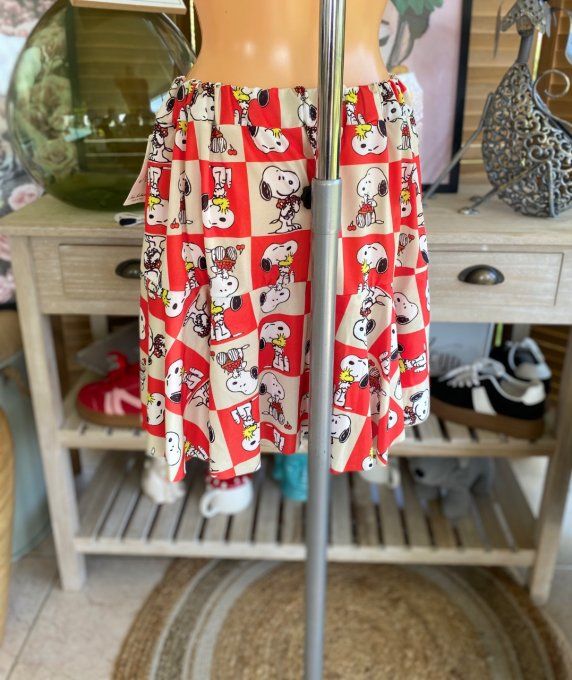 Jupe -short ample rouge Portraits de Snoopy all-over du 38 au 54