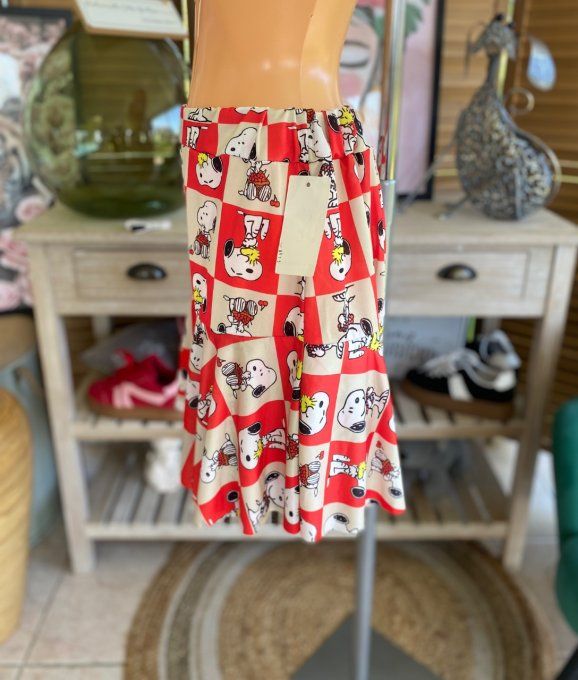 Jupe -short ample rouge Portraits de Snoopy all-over du 38 au 54