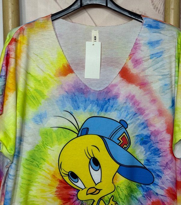Top fin ample Tie & Dye Arc-en-ciel Titi Looney Tunes du 42 au 54/56