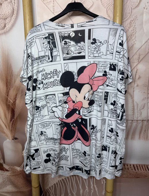 Top fin ample blanc effet BD Comics Minnie Disney du 42 au 54/56 