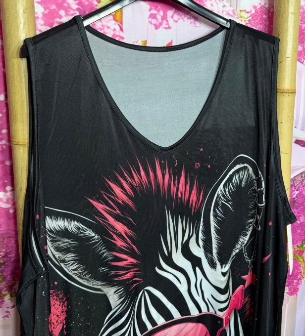 Robe trapèze débardeur lycra noir Le zèbre Rock & Roll Pop du 38 au 48/50