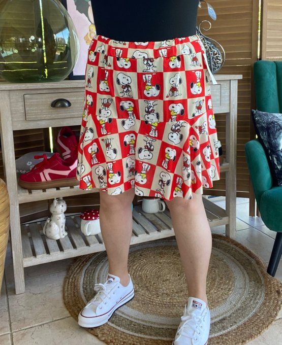 Jupe -short ample rouge Portraits de Snoopy all-over du 38 au 54