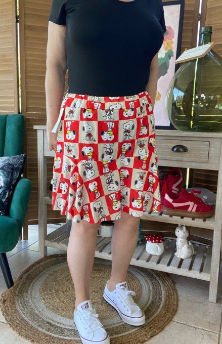 Jupe -short ample rouge Portraits de Snoopy all-over du 38 au 54