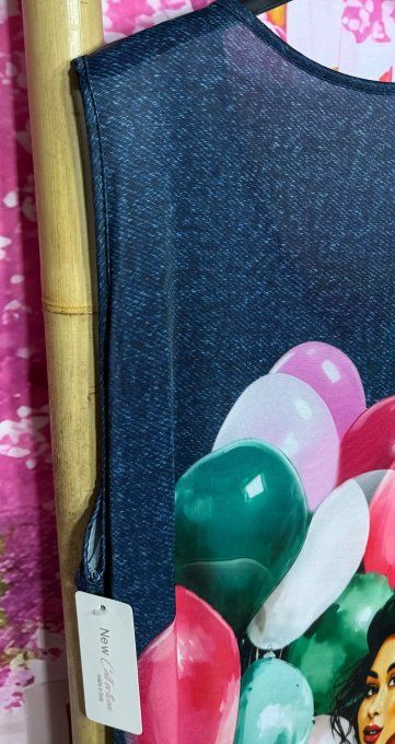 Robe trapèze débardeur lycra effet jeans brut La Jolie Parisienne aux Ballons du 38 au 48/50 