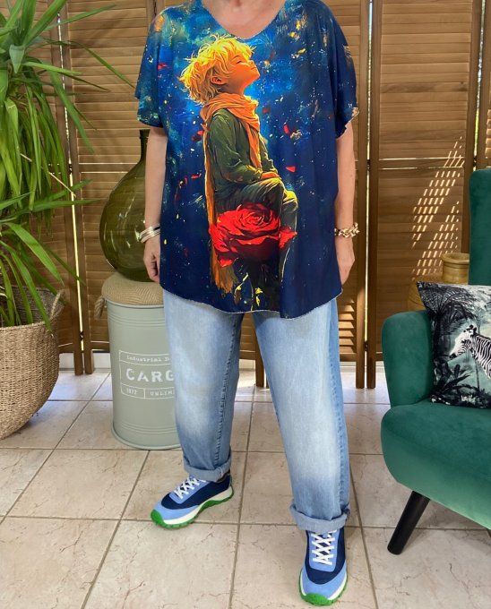 Top fin ample bleu Le Petit Prince du 40 au 52 