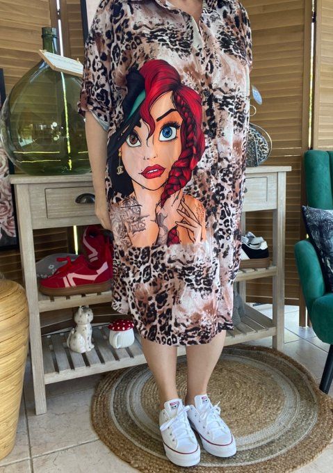 Robe chemise oversize léopard Pretty Tattoo Girl du 42 au 52/54 