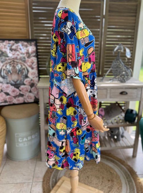 Robe trapèze courte bleue Snoopy in Love du 40 au 52  