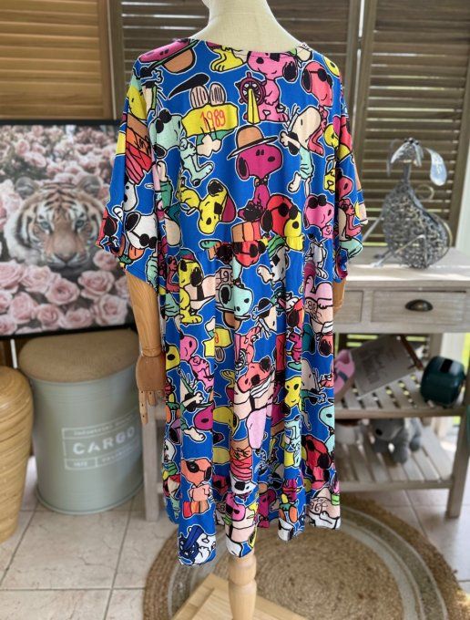 Robe trapèze courte bleue Snoopy in Love du 40 au 52  