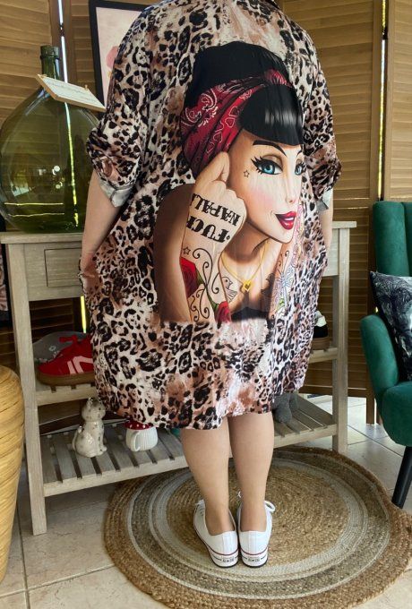Robe chemise oversize léopard Pretty Tattoo Girl du 42 au 52/54 