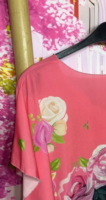 Robe droite oversize ou maxi-tunique lycra rose bonbon Frida Kahlo du 40 au 52  