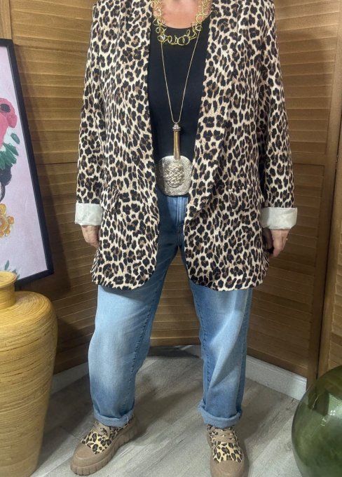 Veste blazer ample Léopard chic du 40 au 48 et même +