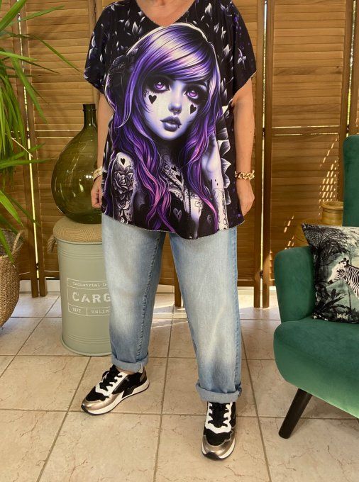 Top fin ample noir The Velvet Tattoo Gothic Girl du 40 au 52  