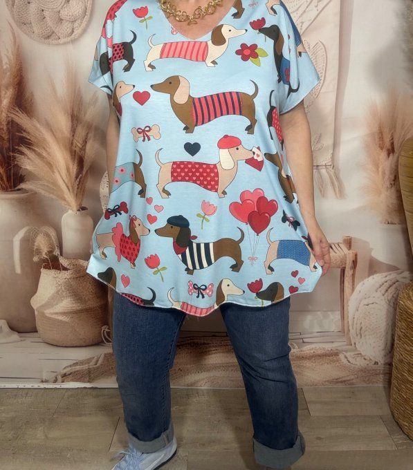 Top fin ample Ciel Les Adorables Teckels Amoureux du 42 au 54/56 