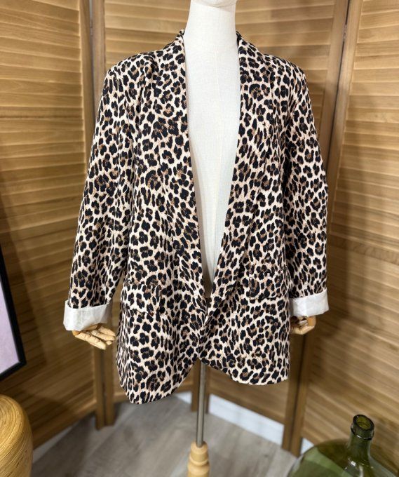 Veste blazer ample Léopard chic du 40 au 48 et même +