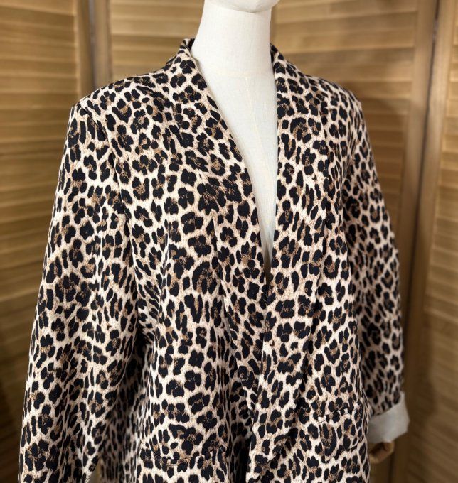 Veste blazer ample Léopard chic du 40 au 48 et même +