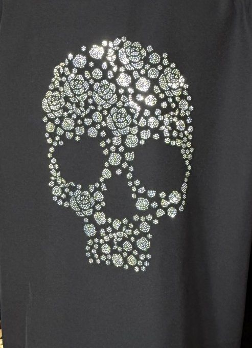 Veste blazer ample noire Mexican Skulls Calavera strass argentés du 42 au 50/52 et même + 