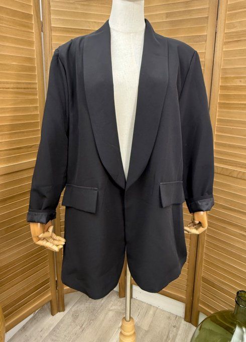 Veste blazer ample noire Mexican Skulls Calavera strass argentés du 42 au 50/52 et même + 