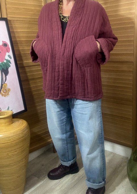 Veste matelassée coton Lie de Vin douceur +++++ du 40 au 52 et même +