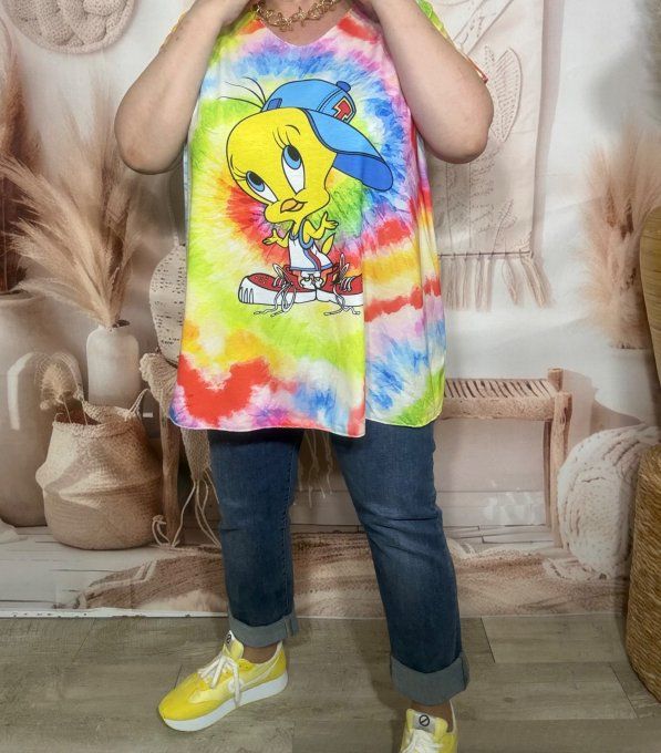 Top fin ample Tie & Dye Arc-en-ciel Titi Looney Tunes du 42 au 54/56