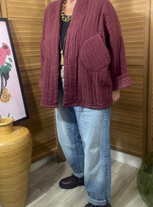 Veste matelassée coton Lie de Vin douceur +++++ du 40 au 52 et même +