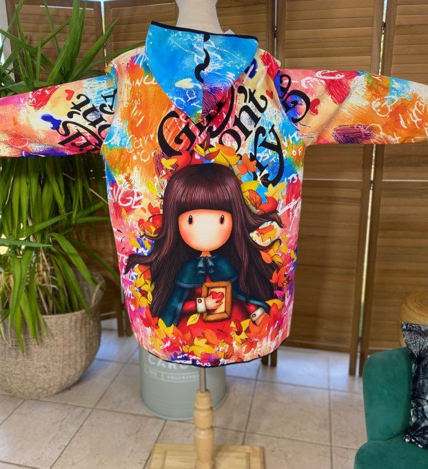 Coupe-vent à capuche déperlant multicolore Fillette Gorjuss du 38 au 50/52 et même + si porté ouvert