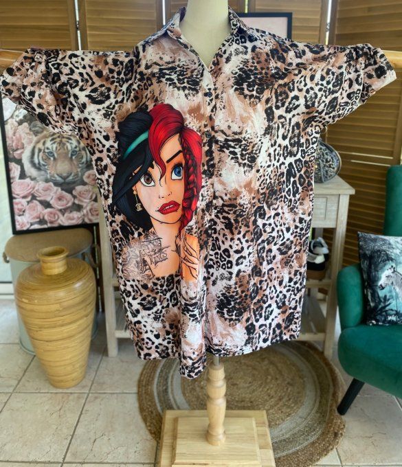 Robe chemise oversize léopard Pretty Tattoo Girl du 42 au 52/54 