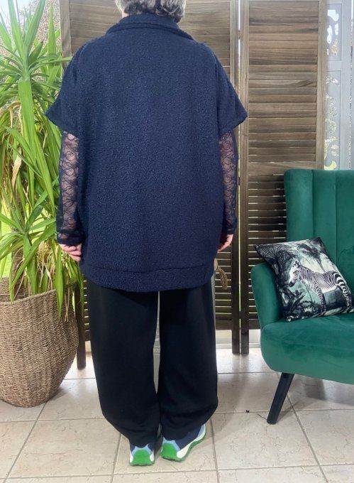Blouson sans manches marine Patchs Léopard Rolling Stones du 40 au 52 et même + 