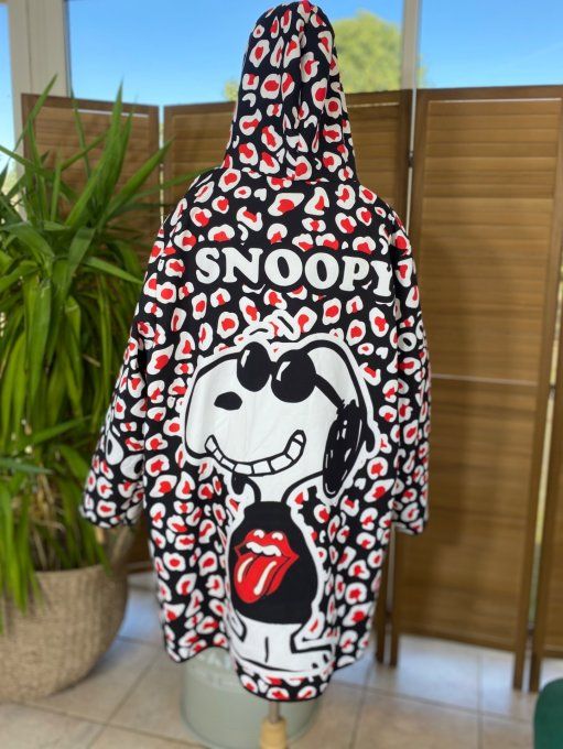 Coupe-vent à capuche déperlant Léopard Love Snoopy du 38 au 50/52 et même + si porté ouvert