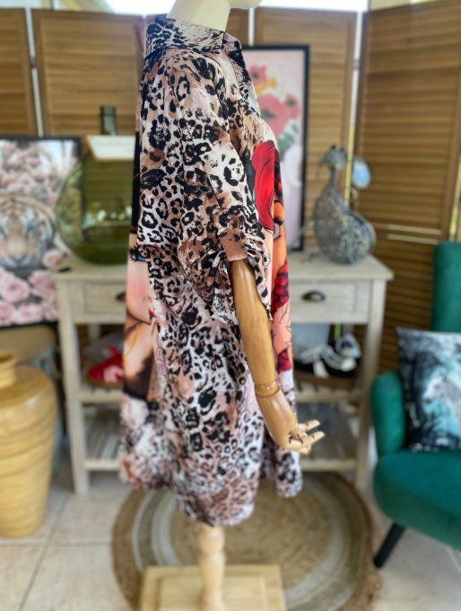 Robe chemise oversize léopard Pretty Tattoo Girl du 42 au 52/54 