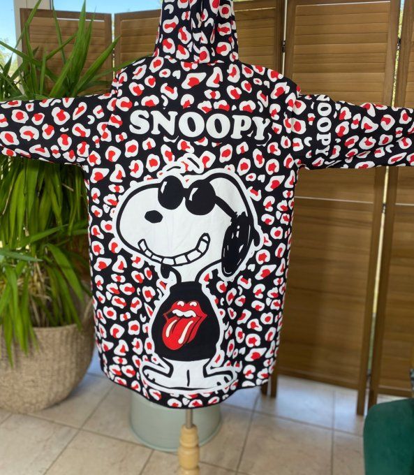 Coupe-vent à capuche déperlant Léopard Love Snoopy du 38 au 50/52 et même + si porté ouvert