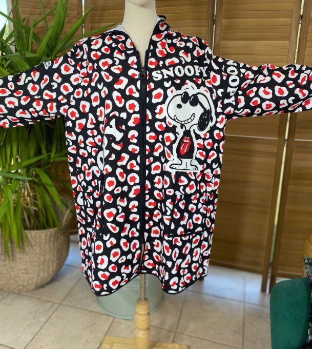 Coupe-vent à capuche déperlant Léopard Love Snoopy du 38 au 50/52 et même + si porté ouvert