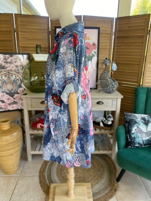 Robe chemise oversize effet jeans délavé La Panthère Rose du 42 au 52/54  