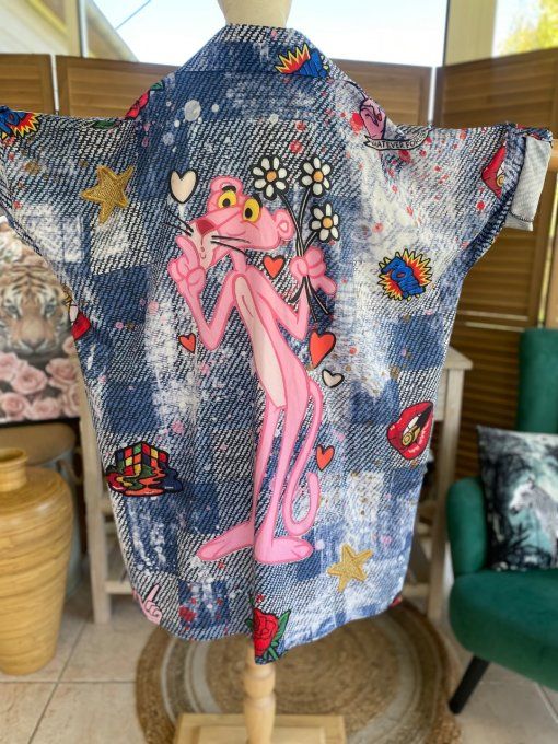 Robe chemise oversize effet jeans délavé La Panthère Rose du 42 au 52/54  