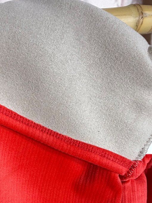 Gilet à capuche velours rayé rouge doublé confort ++++ du 40 au 52