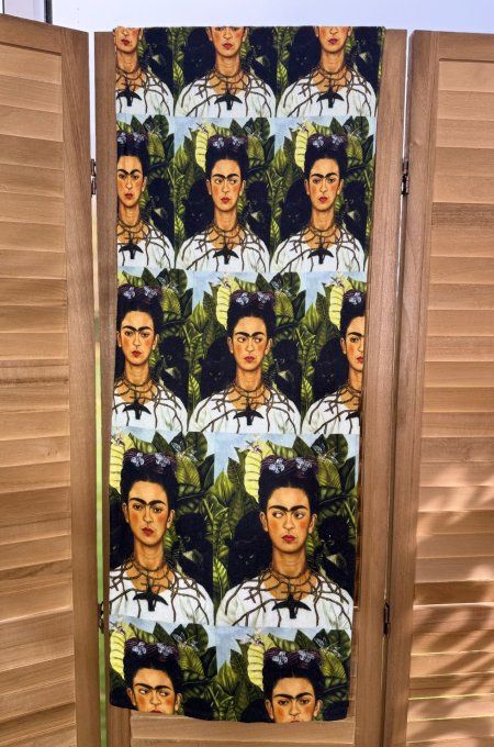 Grande écharpe sans laine double épaisseur All over Frida Kahlo douceur ++ 