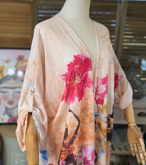 Kimono long voile multicolore African Women Village du 40 au 50/52 et même +   