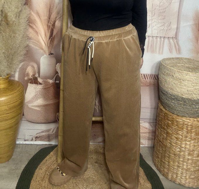 pantalon velours rayé façon jogg camel doublé confort ++++ du 40 au 50