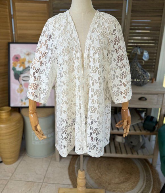 Veste en dentelle blanche étoiles Marylin Monroe rétro du 36 au 48 et même +  