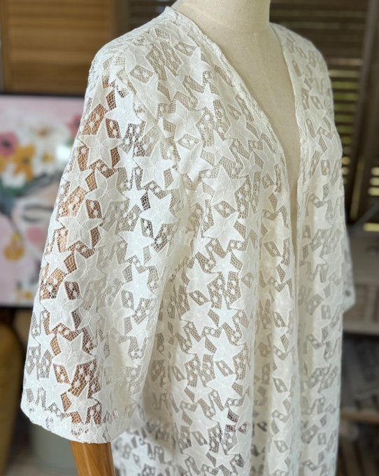 Veste en dentelle blanche étoiles Marylin Monroe rétro du 36 au 48 et même +  