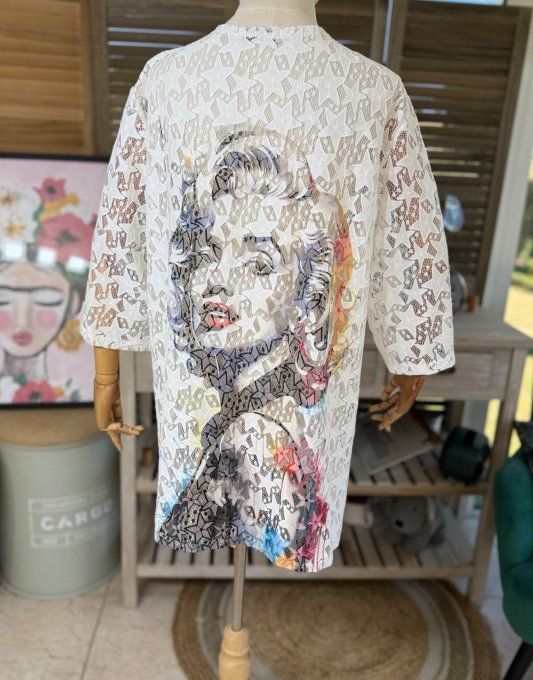 Veste en dentelle blanche étoiles Marylin Monroe rétro du 36 au 48 et même +  
