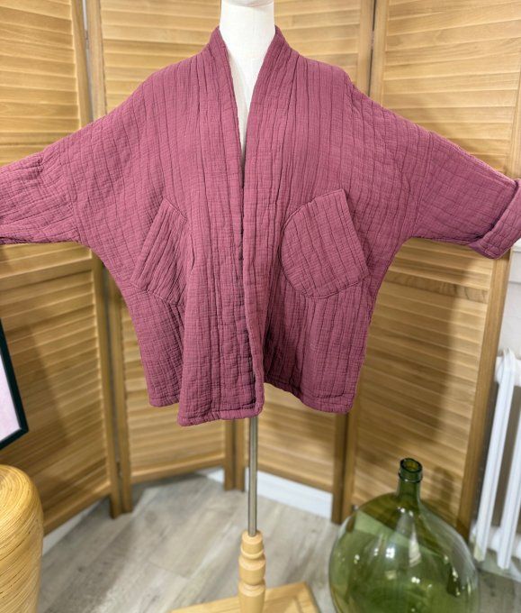 Veste matelassée coton Lie de Vin douceur +++++ du 40 au 52 et même +