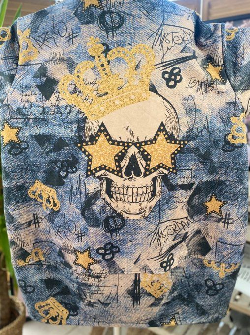 Manteau à capuche suédine effet jeans délavé King Skulls du 42 au 52 et même +