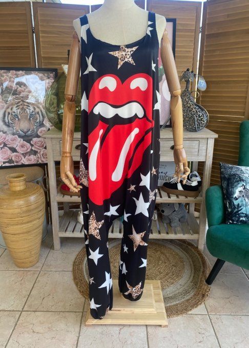 Combinaison salopette noire Rock The Rolling Stones  du 38 au 52 