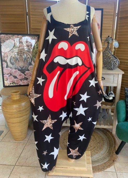 Combinaison salopette noire Rock The Rolling Stones  du 38 au 52 