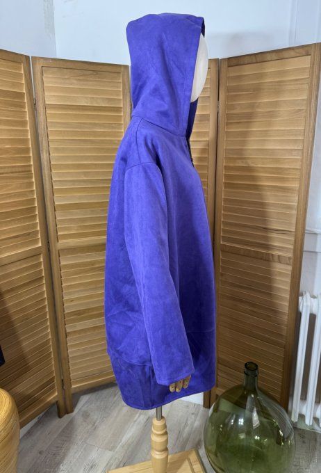 Manteau à capuche suédine violet douceur +++ du 42 au 52 et même + 