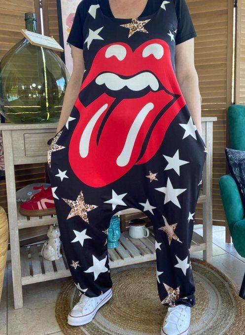 Combinaison salopette noire Rock The Rolling Stones  du 38 au 52 