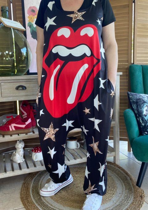 Combinaison salopette noire Rock The Rolling Stones  du 38 au 52 