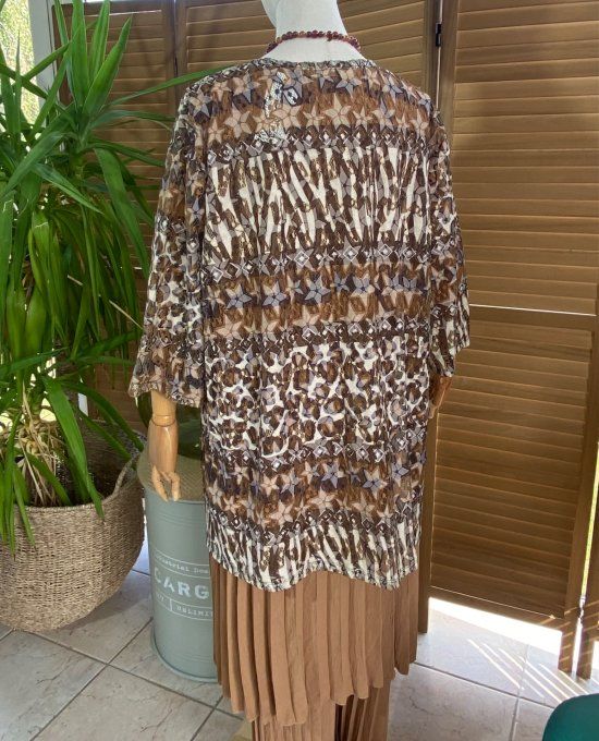 Veste en dentelle camaieu Camel, choco et beige Esprit Savane du 36 au 48 et même + 