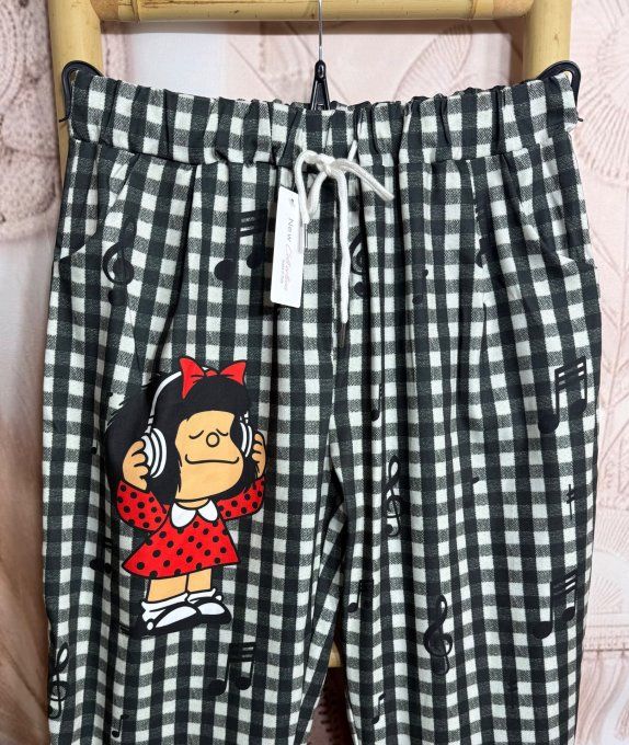 pantalon jogg dit "magique" carreaux noirs Mafalda & Music confort ++++ du 40 au 50 