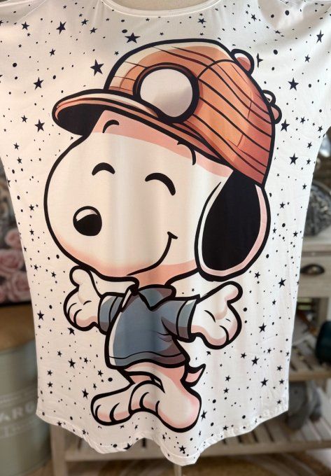 Tunique longue ou robe courte blanche étoiles Snoopy Adventure du 40 au 50/52 